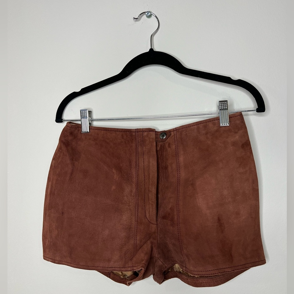 Leather vintage leather maroon shorts size 44